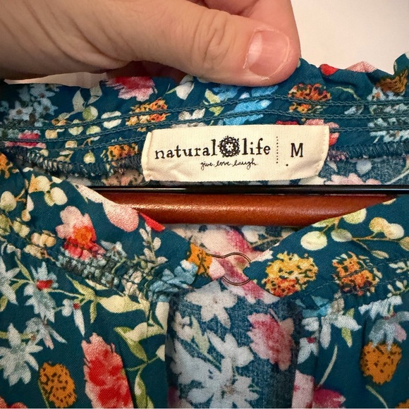 Natural Life Floral Long Sleeve Tiered Maxi Dress size Large - Picture 2 of 5